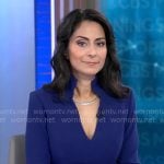 Celine Gounder’s blue split-neck dress on CBS Mornings