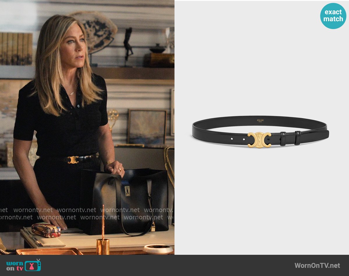 Celine Medium 25MM Triomphe Belt worn by Alex Levy (Jennifer Aniston) on The Morning Show