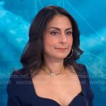 Celine Gounder’s navy button detail dress on CBS Mornings