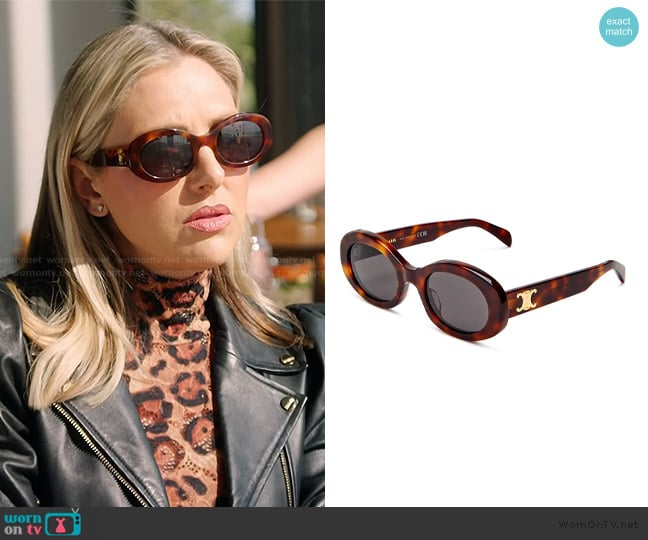 Celine Triomphe 01 oval sunglasses worn by Gina Kirschenheiter on The Real Housewives of Orange County