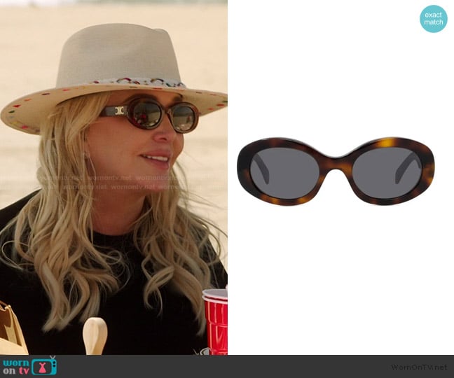 Celine Triomphe 52mm Oval Sunglasses worn by Shannon Beador on The Real Housewives of Orange County