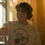 Charlie’s white graphic tee on The Runarounds