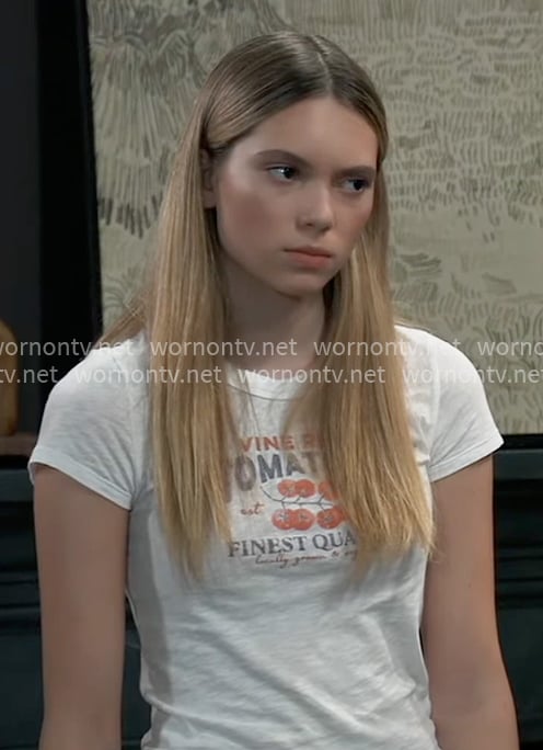 Charlotte's tomatoes t-shirt on General Hospital