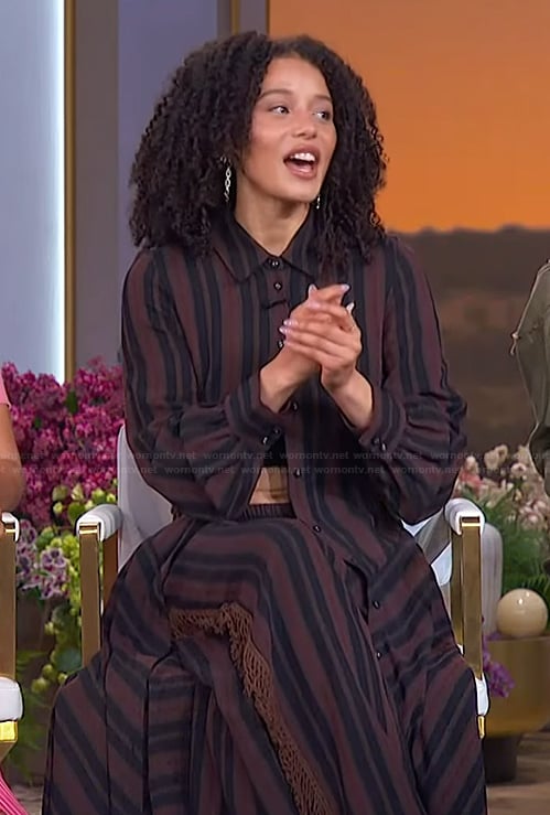 Chase Infiniti's striped top and pants on The Jennifer Hudson Show