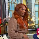 Claressa Shields’ check print jacket and skirt on Tamron Hall Show