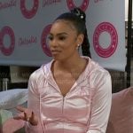 Chelsea’s pink satin hoodie and pants set on Beyond the Gates