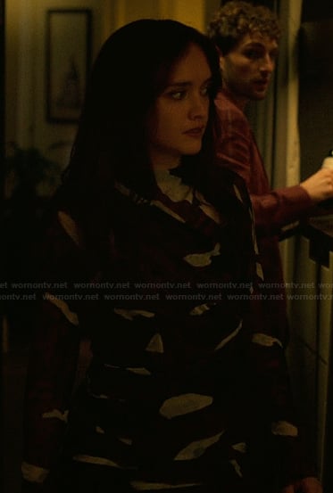 Cherry’s printed gathered front dress on The Girlfriend