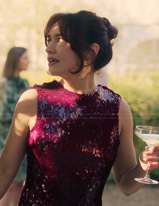 Cherry's red sequin mini dress on The Girlfriend