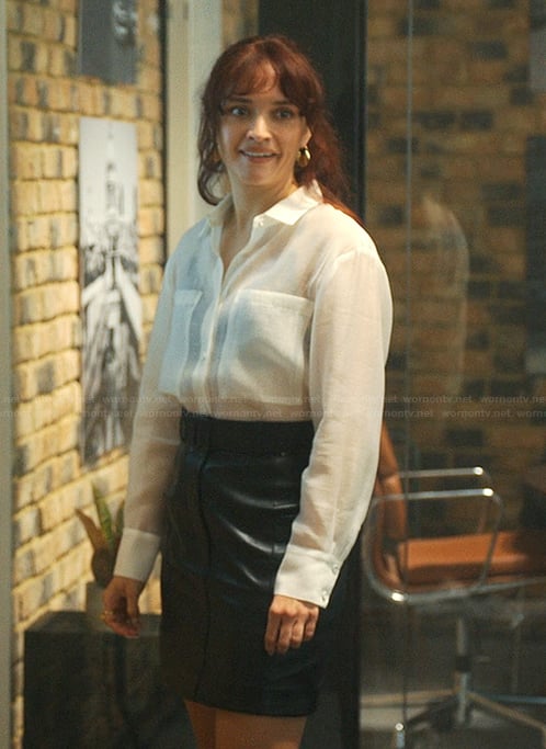 Cherry's white sheer blouse on The Girlfriend