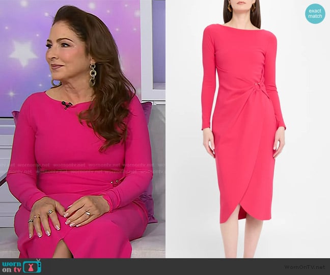 Chiara Boni La Petite Robe Gathered Bateau-Neck Midi Sheath Dress worn by Gloria Estefan on Today