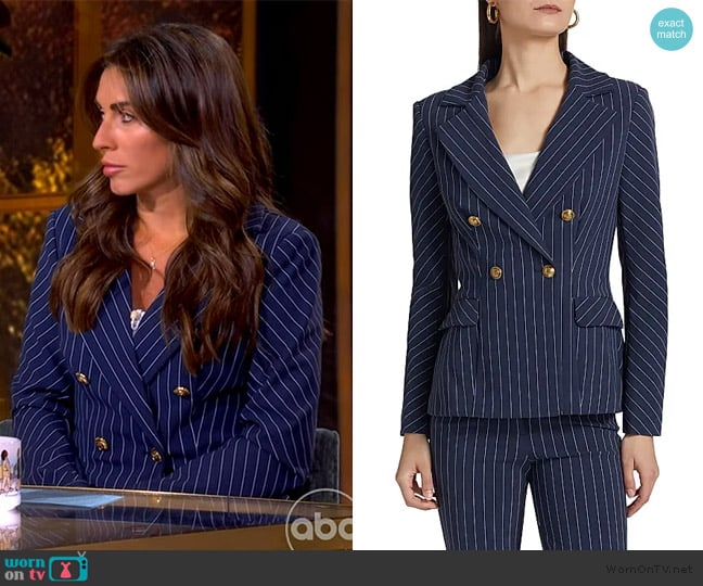 Chiara Boni La Petite Robe Goldas Pinstriped Double-Breasted Jacket worn by Alyssa Farah Griffin on The View