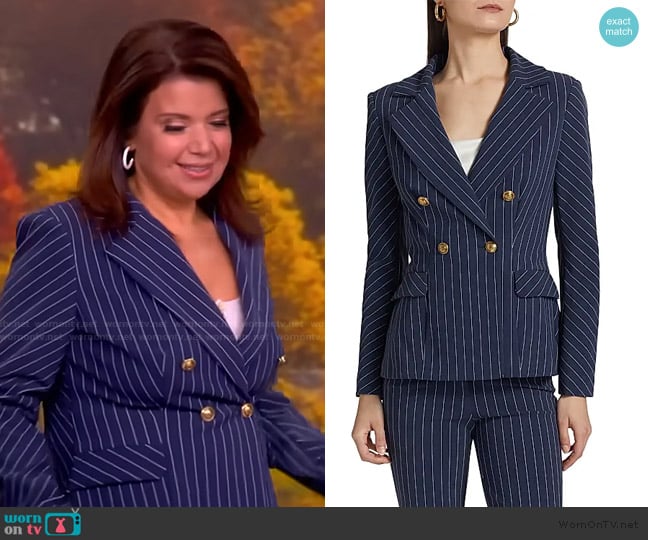 Chiara Boni La Petite Robe Goldas Pinstriped Double-Breasted Jacket worn by Ana Navarro on The View