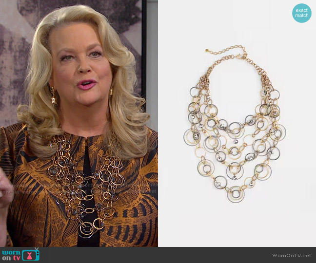 Chico's Mixed Metal Links Bib Necklace worn by Anna DiMera (Leann Hunley) on Days of our Lives