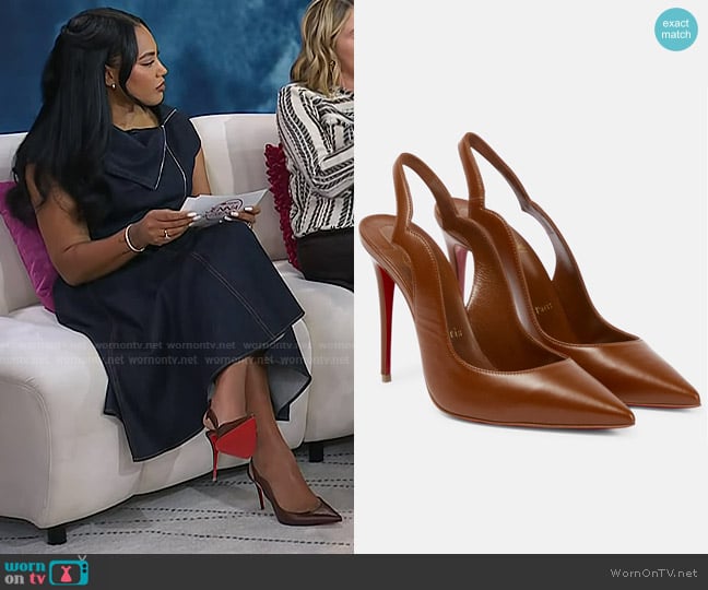 Christian Louboutin Nudes Hot Chick Leather Pumps worn by Ayesha Curry on Today