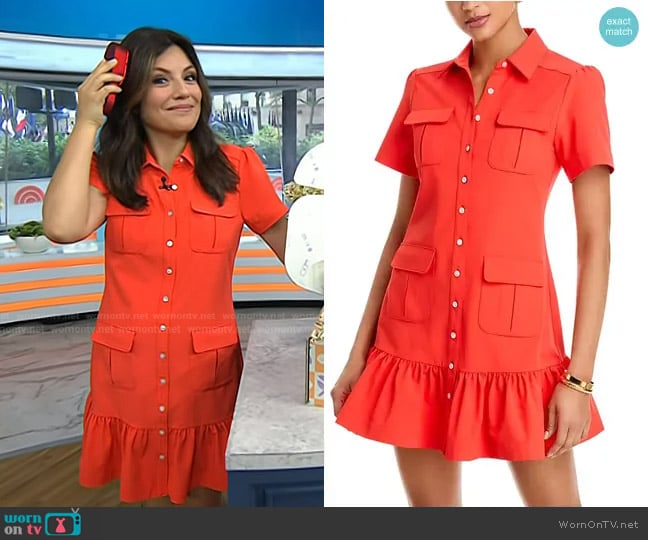 Cinq a Sept Jamie Shirt Dress in Cherry Tomato worn by Adrianna Barrionuevo Brach on Today