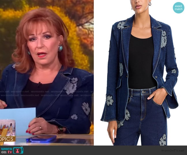 Cinq a Sept Milly Denim Appliqué Blazer worn by Joy Behar on The View