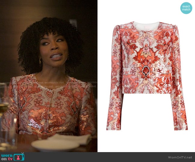 Cinq A Sept Sequin-embellished Tweed Jacket worn by Monica Wilson (Brandee Evans) on Reasonable Doubt