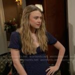 Claire’s navy dotted dress on The Young and the Restless
