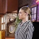 Claire’s striped button down shirt on The Young and the Restless