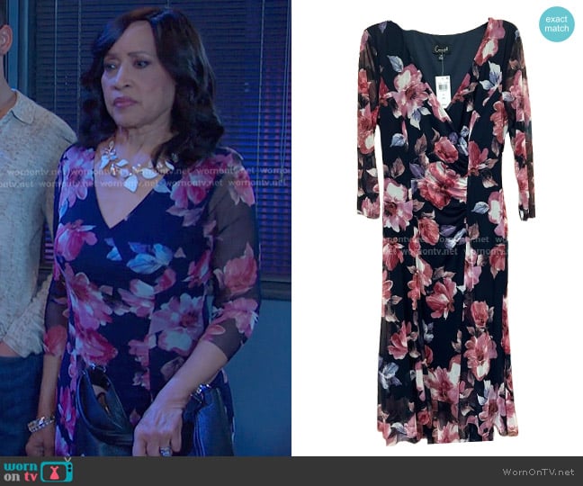 Connected Apparel Floral Mesh Ruched Dress worn by Paulina Price (Jackée Harry) on Days of our Lives