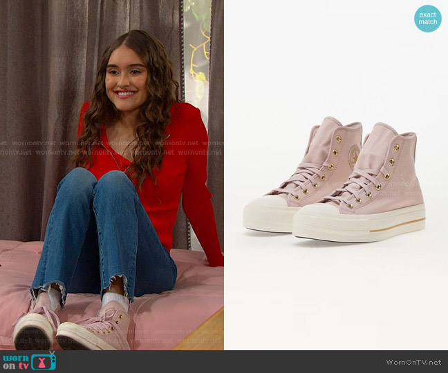 Converse  Chuck Taylor All Star Lift Platform Tailored Lines Sneakers in Flush Stone worn by Arianna Horton (Marissa Reyes) on Days of our Lives