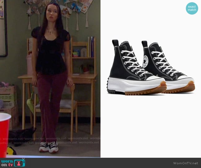Sophia’s black platform sneakers on Days of our Lives