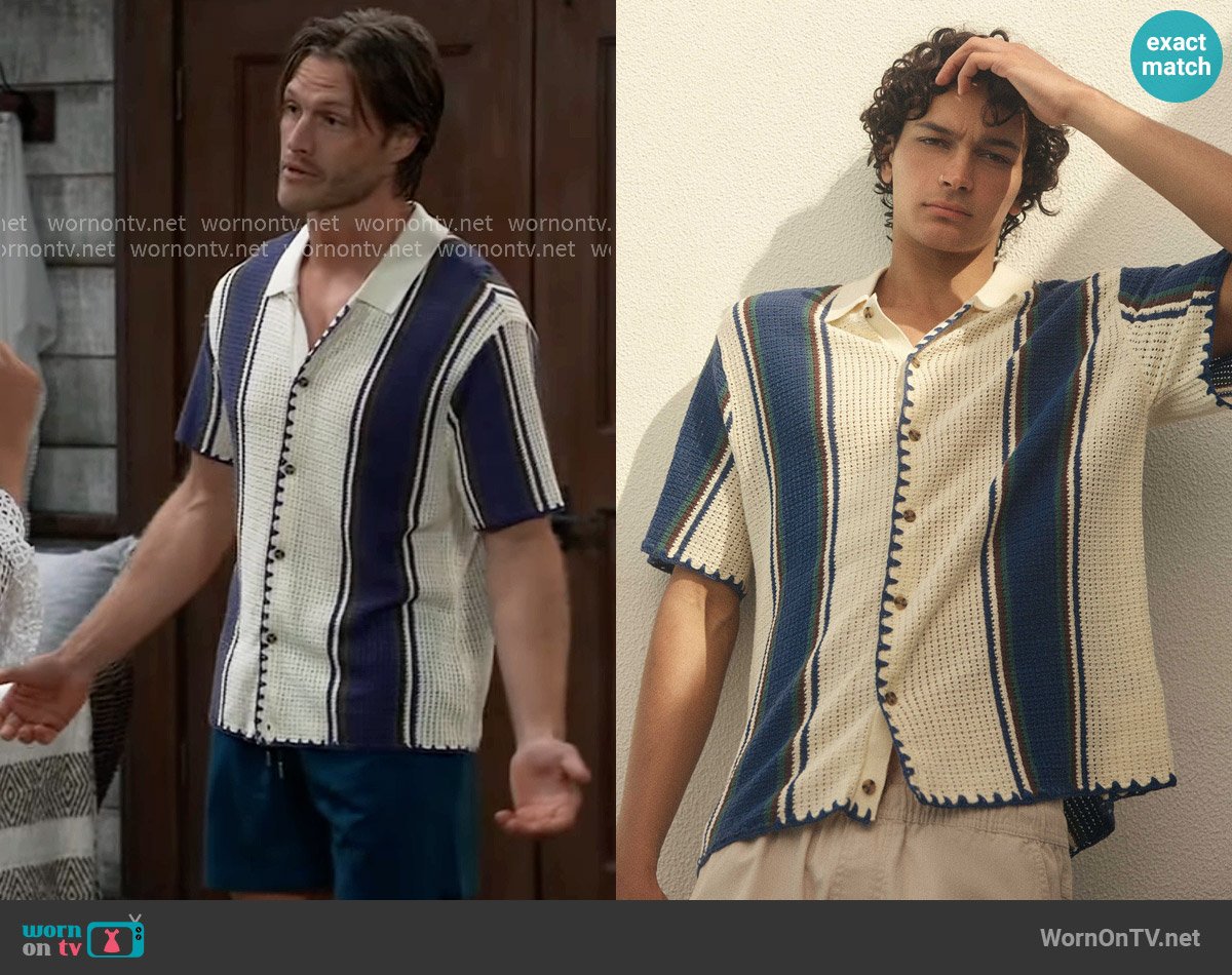 Cotton On Pablo Short Sleeve Shirt worn by Agent S. Vaughn (Bryce Durfee) on General Hospital