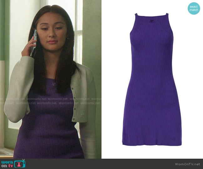 Courrèges Rib Knit Pointy Dress in Ultra Violet worn by Belly Conklin (Lola Tung) on The Summer I Turned Pretty