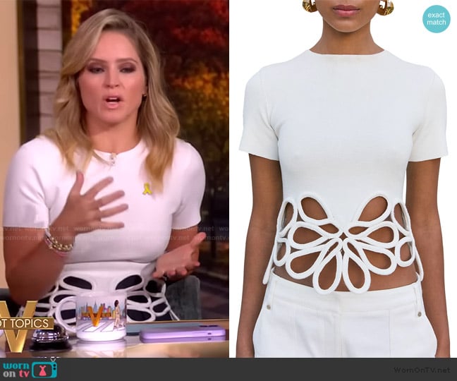 Cult Gaia Eres Cut Out Floral Top worn by Sara Haines on The View
