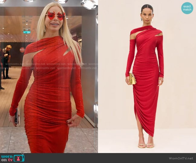 Cult Gaia Kumasi Dress in Merlot worn by Alexia Echevarria (Alexia Echevarria) on The Real Housewives of Miami