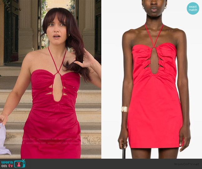 Cult Gaia Laura halterneck minidress worn by Cherry Laine (Olivia Cooke) on The Girlfriend