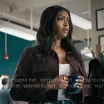 Daphne’s burgundy pinstripe jacket on High Potential