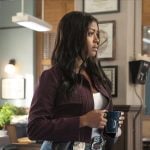 Daphne’s burgundy pinstripe jacket on High Potential