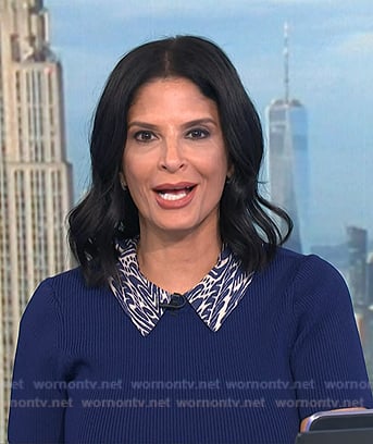 Darlene's blue print collared dress on Today