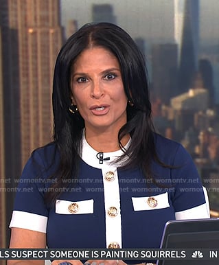 Darlene’s navy contrast trim dress on Today