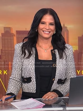 Darlene's white and black boucle jacket on Today