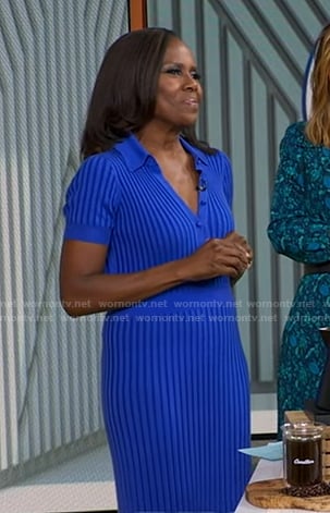 Deborah’s blue ribbed polo dress on Good Morning America