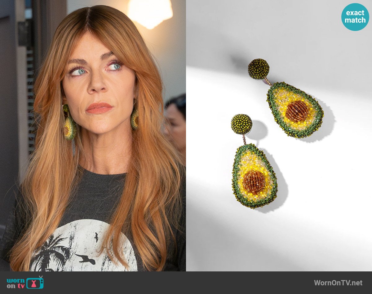 Deepa Gurnani Avocado Earrings worn by Morgan Gillory (Kaitlin Olson) on High Potential
