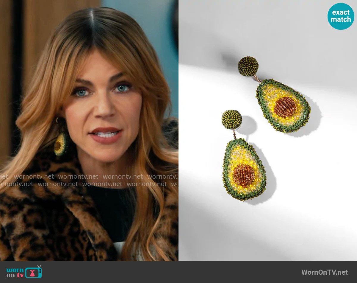 Morgan’s avocado earrings on High Potential