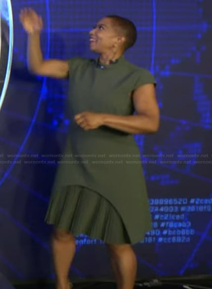 Deja Vu’s green pleated dress on Live with Kelly and Mark