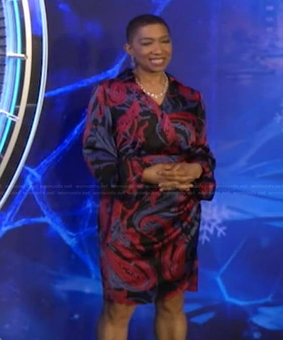 Deja Vu's paisley print wrap dress on Live with Kelly and Mark