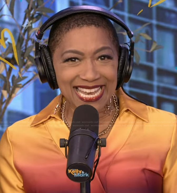 Deja Vu’s yellow ombre wrap dress on Live with Kelly and Mark