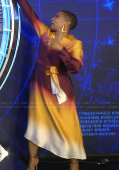 Deja Vu's yellow ombre wrap dress on Live with Kelly and Mark