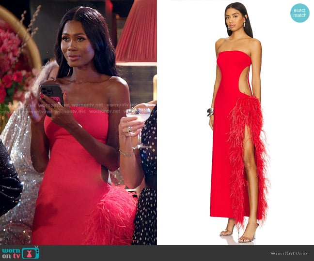 Delfi Vida Dress in Red worn by Kiki Barth (Kiki Barth) on The Real Housewives of Miami
