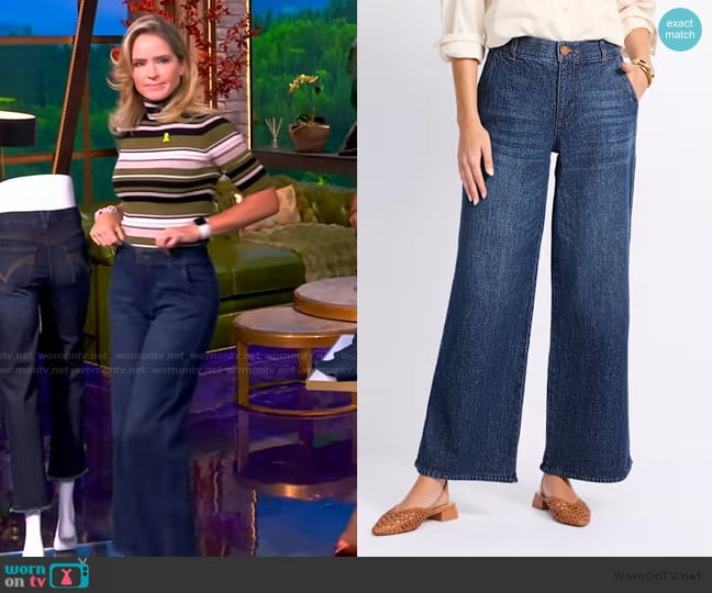 Democracy Ab Solution Skyrise Wide Leg Jean worn by Sara Haines on The View