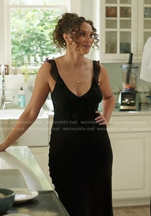 Denise's black ruffle strap dress on The Summer I Turned Pretty