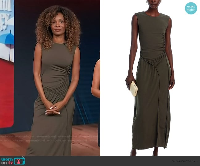 Derek Lam 10 Crosby Kimberly Ruched Dress worn by Zuri Hall on Access Hollywood