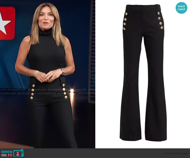 Derek Lam 10 Crosby Robertson Flare Pants worn by Kit Hoover on Access Hollywood