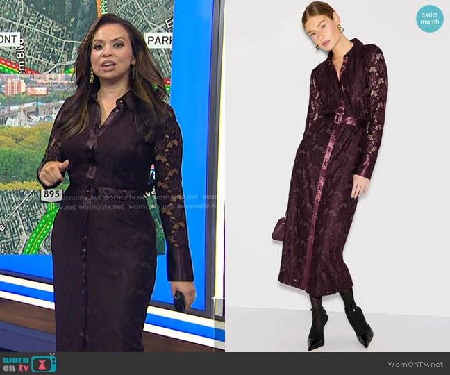 Derek Lam 10 Crosby x RTR  Lace Shirt Dress worn by Adelle Caballero on Today