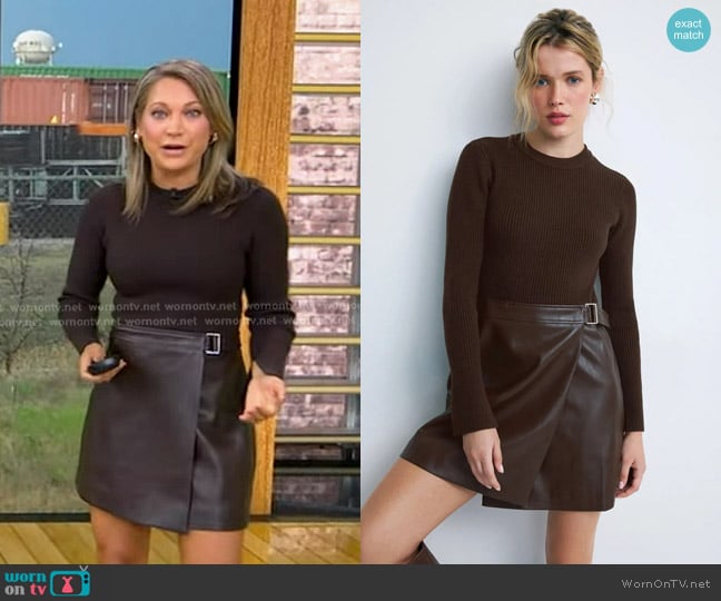 Derek Lam 10 Crosby x RTR Mixed Media Mini Dress worn by Ginger Zee on Good Morning America